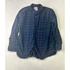 St Johns Bay Mens XL Super Soft Flannel Shirt Blue Green Plaid Button Down